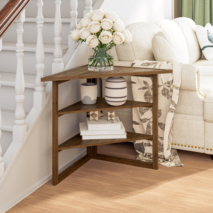 Gracie Oaks Miculek 24'' Tall Solid Wood Triangle Coffee Table